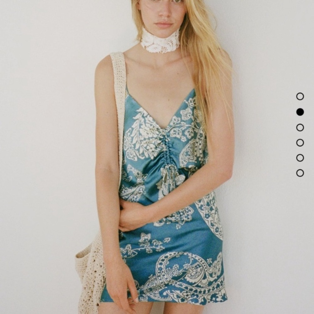 ZARA blue/green summer floral dress.